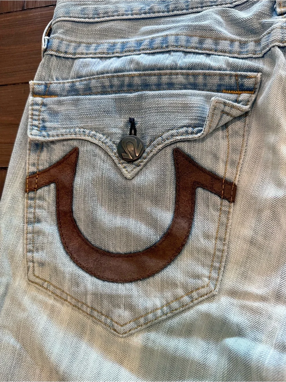 True Religion Vintage Flare Jeans Brown Horseshoe Made in USA